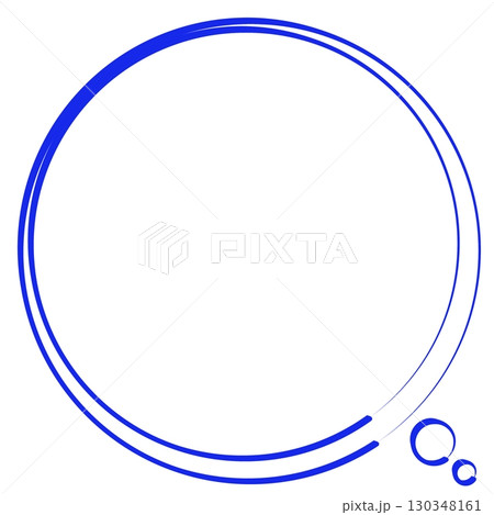会話やコメント用に使える二重丸の吹き出し素材|青線×線画デザイン 会話やコメント用に使える二重丸の吹き出し素材|青線×線画デザイン 130348161