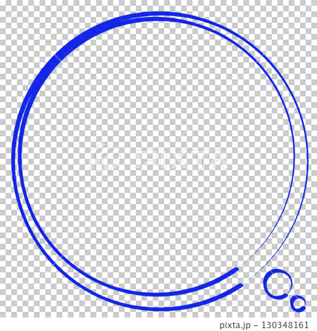 会話やコメント用に使える二重丸の吹き出し素材|青線×線画デザイン 会話やコメント用に使える二重丸の吹き出し素材|青線×線画デザイン 130348161