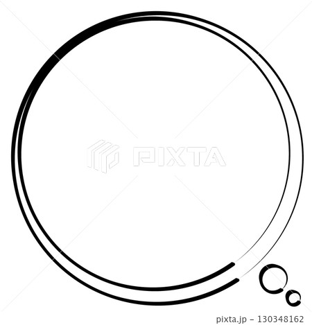 会話やコメント用に使える二重丸の吹き出し素材｜黒線×線画デザイン 130348162
