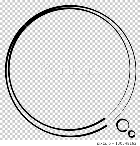会話やコメント用に使える二重丸の吹き出し素材｜黒線×線画デザイン 130348162