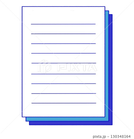 ビジネス用途OK！重なった紙資料・書類イラスト_青 130348164