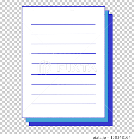 ビジネス用途OK！重なった紙資料・書類イラスト_青 130348164