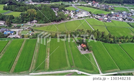 整然と区画された水田の中の埴安神社 130348238