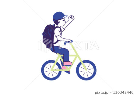 楽しそうに自転車に乗る男性 130348446