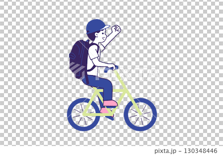 一名男子高興地騎自行車 130348446