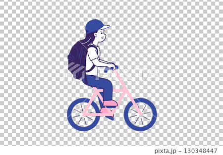 楽しそうに自転車に乗る女性 130348447