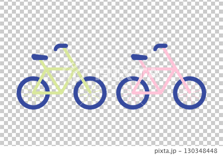 Set of two bicycles: yellow-green and pink Set of two bicycles: yellow-green and pink 130348448