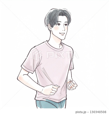 水彩画・手描き風の男性・男の子イラスト素材 水彩画・手描き風の男性・男の子イラスト素材 130348508