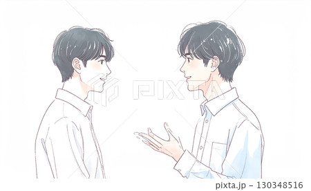水彩画・手描き風の男性・男の子イラスト素材 130348516
