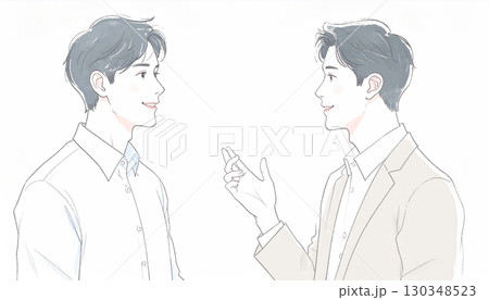 水彩画・手描き風の男性・男の子イラスト素材 130348523