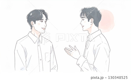 水彩画・手描き風の男性・男の子イラスト素材 水彩画・手描き風の男性・男の子イラスト素材 130348525