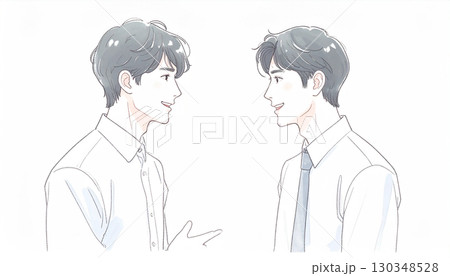 水彩画・手描き風の男性・男の子イラスト素材 130348528