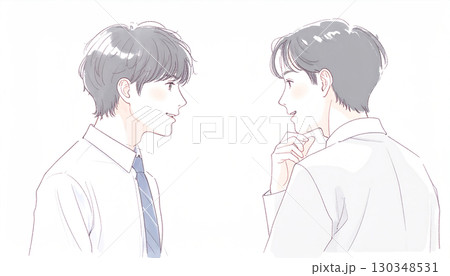 水彩画・手描き風の男性・男の子イラスト素材 水彩画・手描き風の男性・男の子イラスト素材 130348531