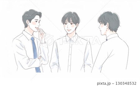 水彩画・手描き風の男性・男の子イラスト素材 水彩画・手描き風の男性・男の子イラスト素材 130348532