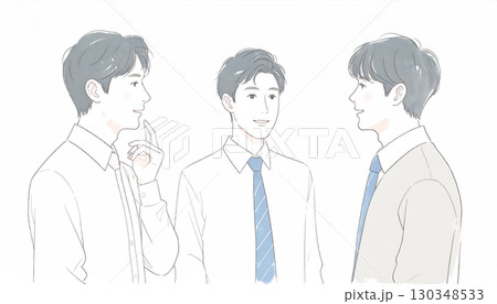 水彩画・手描き風の男性・男の子イラスト素材 水彩画・手描き風の男性・男の子イラスト素材 130348533