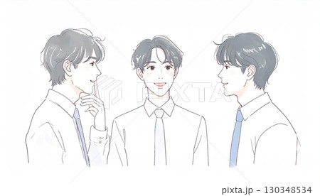 水彩画・手描き風の男性・男の子イラスト素材 水彩画・手描き風の男性・男の子イラスト素材 130348534
