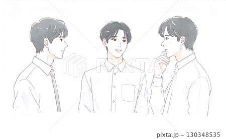 水彩画・手描き風の男性・男の子イラスト素材 水彩画・手描き風の男性・男の子イラスト素材 130348535