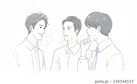 水彩画・手描き風の男性・男の子イラスト素材 130348537