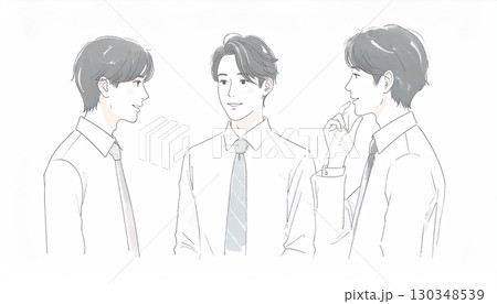 水彩画・手描き風の男性・男の子イラスト素材 水彩画・手描き風の男性・男の子イラスト素材 130348539