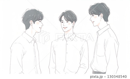 水彩画・手描き風の男性・男の子イラスト素材 水彩画・手描き風の男性・男の子イラスト素材 130348540