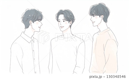水彩画・手描き風の男性・男の子イラスト素材 水彩画・手描き風の男性・男の子イラスト素材 130348546