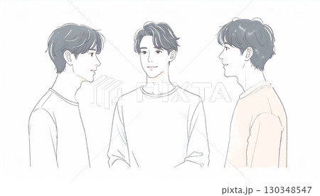 水彩画・手描き風の男性・男の子イラスト素材 水彩画・手描き風の男性・男の子イラスト素材 130348547