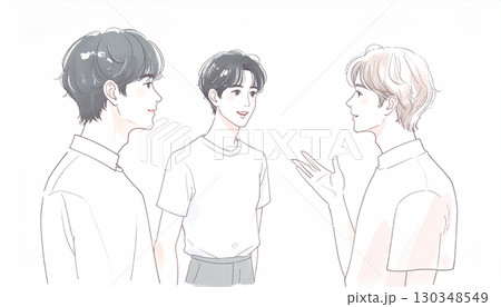 水彩画・手描き風の男性・男の子イラスト素材 130348549