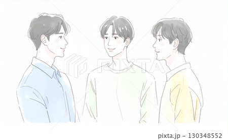 水彩画・手描き風の男性・男の子イラスト素材 130348552