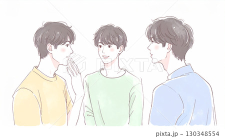 水彩画・手描き風の男性・男の子イラスト素材 130348554