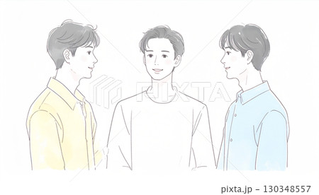 水彩画・手描き風の男性・男の子イラスト素材 130348557