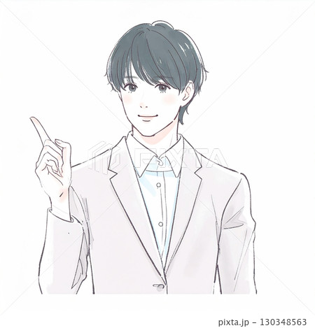 水彩画・手描き風の男性・男の子イラスト素材 水彩画・手描き風の男性・男の子イラスト素材 130348563