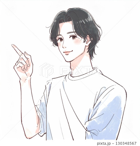 水彩画・手描き風の男性・男の子イラスト素材 水彩画・手描き風の男性・男の子イラスト素材 130348567