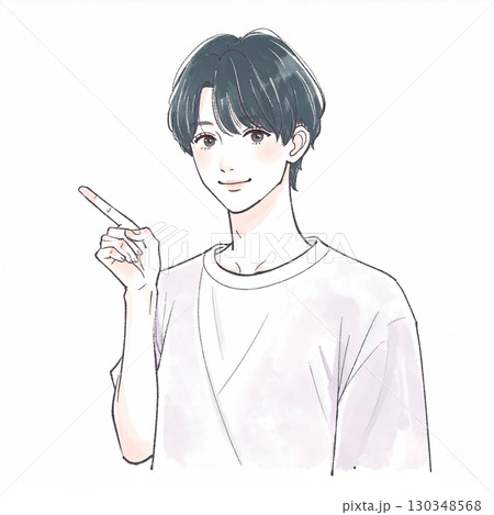 水彩画・手描き風の男性・男の子イラスト素材 水彩画・手描き風の男性・男の子イラスト素材 130348568