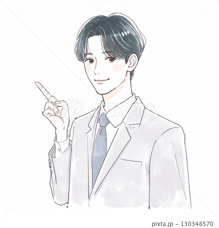 水彩画・手描き風の男性・男の子イラスト素材 水彩画・手描き風の男性・男の子イラスト素材 130348570