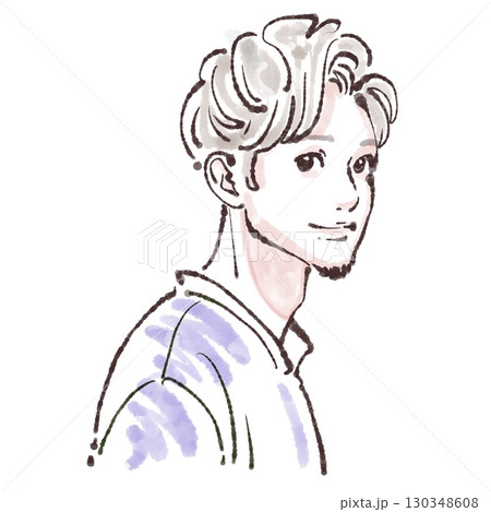 水彩画・手描き風の男性・男の子イラスト素材 水彩画・手描き風の男性・男の子イラスト素材 130348608