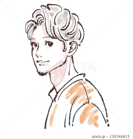 水彩画・手描き風の男性・男の子イラスト素材 水彩画・手描き風の男性・男の子イラスト素材 130348615