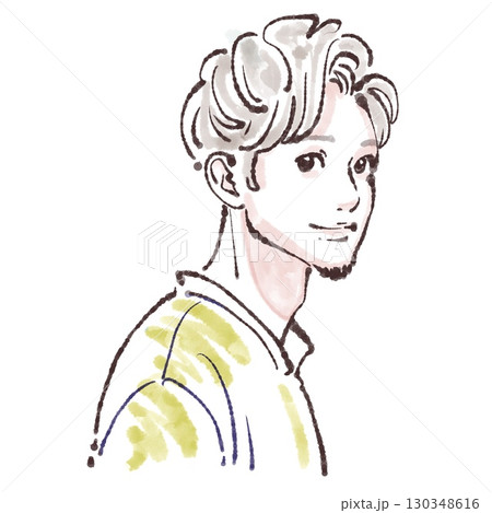 水彩画・手描き風の男性・男の子イラスト素材 水彩画・手描き風の男性・男の子イラスト素材 130348616