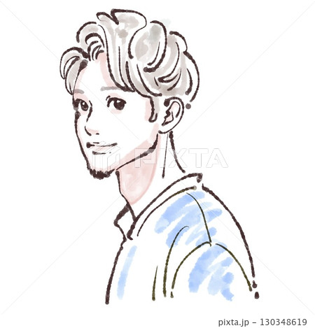 水彩画・手描き風の男性・男の子イラスト素材 水彩画・手描き風の男性・男の子イラスト素材 130348619