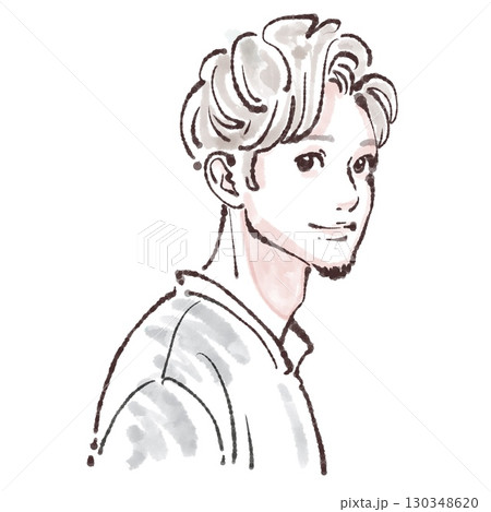 水彩画・手描き風の男性・男の子イラスト素材 130348620