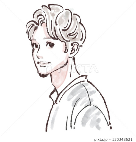 水彩画・手描き風の男性・男の子イラスト素材 水彩画・手描き風の男性・男の子イラスト素材 130348621