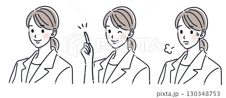 スーツを着た女性のシンプルイラストセット 130348753