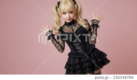 金髪女性キャラクターのゴシック衣装立ち絵　生成AI画像 130348766