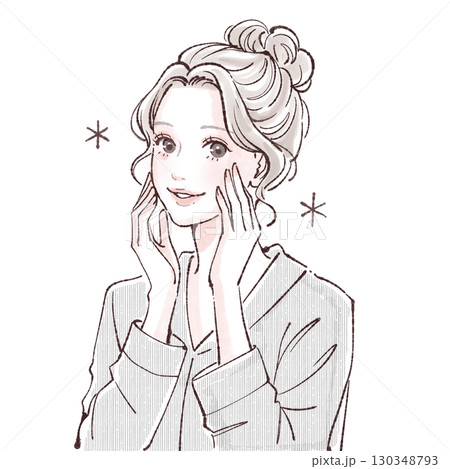 水彩画・手描き風の女性・女の子のイラスト素材 130348793