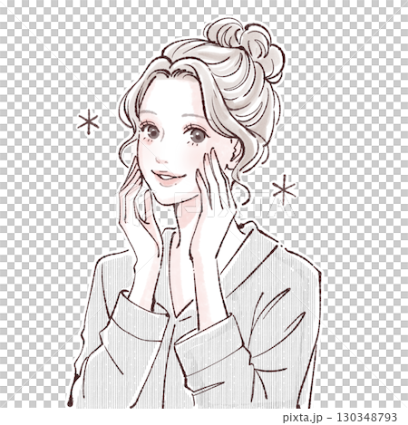 水彩画・手描き風の女性・女の子のイラスト素材 130348793