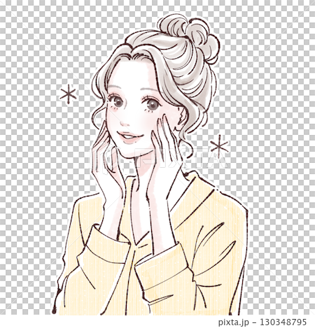 水彩画・手描き風の女性・女の子のイラスト素材 130348795