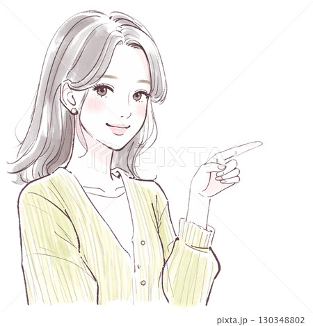 水彩画・手描き風の女性・女の子のイラスト素材 130348802