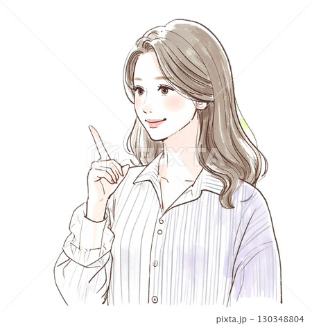 水彩画・手描き風の女性・女の子のイラスト素材 水彩画・手描き風の女性・女の子のイラスト素材 130348804