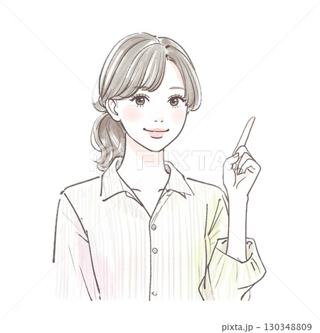 水彩画・手描き風の女性・女の子のイラスト素材 130348809