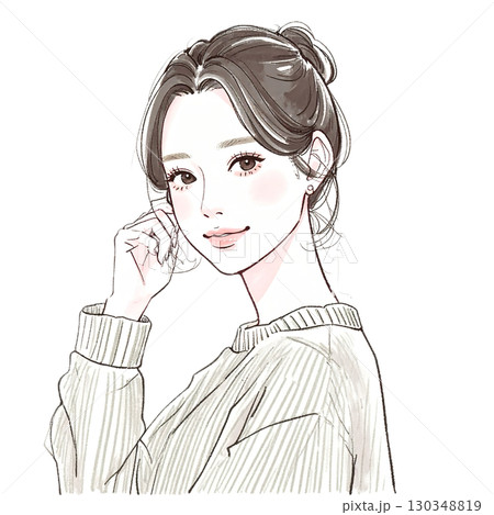 水彩画・手描き風の女性・女の子のイラスト素材のイラスト素材