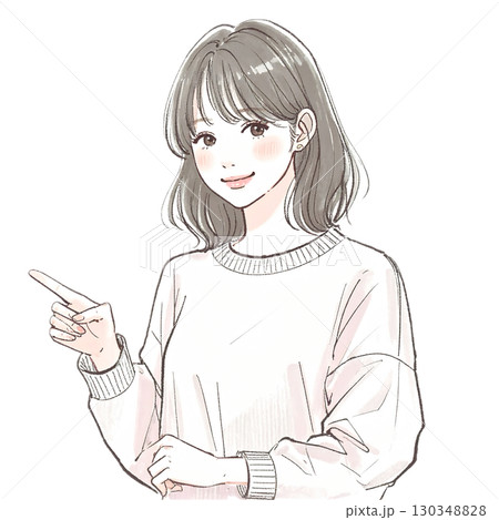 水彩画・手描き風の女性・女の子のイラスト素材 水彩画・手描き風の女性・女の子のイラスト素材 130348828